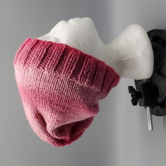 Handmade Knit Hat Pink Adult Large 20" - Picture 3 of 7